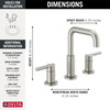 35849LF-SS Nicoli Two Handle Widespread Bathroom Faucet, Stainless