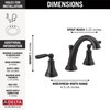 Delta 3532LF-BLMPU Woodhurst Two Handle Widespread Bathroom Faucet, Matte Black