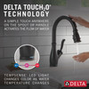 9178T-BL-DST Leland Single Handle Pull Down Kitchen Faucet with Touch2O and ShieldSpray Technologies, Matte Black