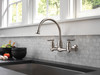 Delta 22722LF-SS Corin Two Handle Wall Mounted Kitchen Faucet, Stainless