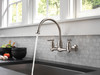 22722LF-SS Corin Two Handle Wall Mounted Kitchen Faucet, Stainless