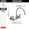 22722LF-SS Corin Two Handle Wall Mounted Kitchen Faucet, Stainless