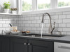 Delta 19806Z-SPSD-DST Cantrall Single Handle Pull Down Kitchen Faucet with Soap Dispenser and ShieldSpray Technology, Spotshield Stainless