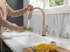 9191T-CZ-PR-DST Monrovia Single Handle Pull Down Kitchen Faucet with Touch2O Technology, Lumicoat Champagne Bronze
