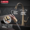 Delta 19802Z-CZ-DST Lenta Single Handle Pull Down Kitchen Faucet, Champagne Bronze
