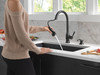 Delta 19831Z-BLSD-DST Hazelwood Single Handle Pull Down Kitchen Faucet with Soap Dispenser and ShieldSpray Technology, Matte Black