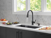 Delta 19831Z-BLSD-DST Hazelwood Single Handle Pull Down Kitchen Faucet with Soap Dispenser and ShieldSpray Technology, Matte Black