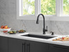 Delta 19831Z-BLSD-DST Hazelwood Single Handle Pull Down Kitchen Faucet with Soap Dispenser and ShieldSpray Technology, Matte Black