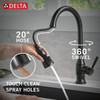 Delta 19831Z-BLSD-DST Hazelwood Single Handle Pull Down Kitchen Faucet with Soap Dispenser and ShieldSpray Technology, Matte Black