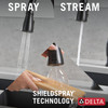 Delta 19831Z-BLSD-DST Hazelwood Single Handle Pull Down Kitchen Faucet with Soap Dispenser and ShieldSpray Technology, Matte Black