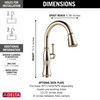 9197-PN-PR-DST Cassidy Single Handle Pull Down Kitchen Faucet, Lumicoat Polished Nickel
