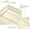 FLU6032R-38 Linear 60-in W x 32-in L Rectangular Alcove Concealed End Drain Shower Base with Right Hand Drain in Biscuit