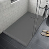 FZSDTR6336-40 Trimslate 63-in x 36-in Tub Replacement Shower Base with Adjustable Double Threshold and End Drain, Dark Grey