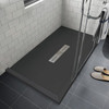 Transolid FZSDT6048C-09 Trimslate 60-in x 48-in Shower Base with Adjustable Double Threshold and Center Drain, Black