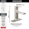 Delta 537-SSMPU-DST Velum 6.50-in x 6.00-in x 7.56-in Single Handle Bathroom Faucet, Stainless