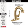 Delta 533LF-CZPDMPU Kayra 7.00-in x 6.00-in x 7.50-in Single Handle Pull-Down Bathroom Faucet, Champagne Bronze