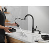 Delta 19893Z-BLSD-DST Boyd 11.63-in x 10.75-in x 16.50-in Single-Handle Pull-Down Kitchen Faucet with Soap Dispenser and Shieldspray Technology, Matte Black