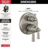 T27T956-SS Dorval Traditional 2-Handle Monitor 17T Series Valve Trim with 6 Setting Diverter, Stainless
