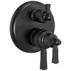 T27T956-BL Dorval Traditional 2-Handle Monitor 17T Series Valve Trim with 6 Setting Diverter, Matte Black