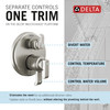 T27989-SS-PR Tetra 17 Series Integrated Diverter Trim with 6-Setting, Lumicoat Stainless