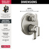 T27989-SS-PR Tetra 17 Series Integrated Diverter Trim with 6-Setting, Lumicoat Stainless