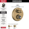 T24956-CZLHP Dorval Traditional 2-Handle Monitor 14 Series Valve Trim with 6 Setting Diverter, Champagne Bronze