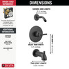 T14459-BLLHD Trinsic Monitor 14 Series Tub & Shower Trim Less Head, Matte Black