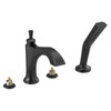 T4756-BLLHP Dorval Delta Dorval Roman Tub with Hand Shower Trim-Less Handles, Matte Black