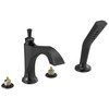 T4756-BLLHP Dorval Delta Dorval Roman Tub with Hand Shower Trim-Less Handles, Matte Black