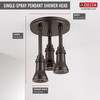 Delta 57190-RB25-L Universal Showering Components H2Okinetic Pendant Raincan Shower Head with LED Light, Venetian Bronze