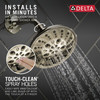 Delta 52669-PN-PR Universal Showering Components H2Okinetic 5-Setting Traditional Raincan Shower Head, Lumicoat Polished Nickel
