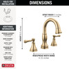 Delta 3597-CZPD-DST Cassidy Two Handle Widespread Pull Down Bathroom Faucet, Champagne Bronze