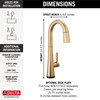 9991T-CZ-PR-DST Monrovia Single Handle Pull Down Bar or Prep Faucet with Touch2O Technology, Lumicoat Champagne Bronze