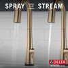 9991T-CZ-PR-DST Monrovia Single Handle Pull Down Bar or Prep Faucet with Touch2O Technology, Lumicoat Champagne Bronze