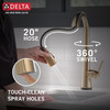 9991T-CZ-PR-DST Monrovia Single Handle Pull Down Bar or Prep Faucet with Touch2O Technology, Lumicoat Champagne Bronze