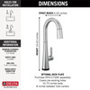 9991T-AR-PR-DST Monrovia Single Handle Pull Down Bar or Prep Faucet with Touch2O Technology, Lumicoat Arctic Stainless