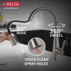 Delta 19802Z-SP-DST Lenta Single Handle Pull Down Kitchen Faucet, Spotshield Stainless