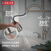 Delta 19877Z-SPSD-DST Capertee Single Handle Pull Down Kitchen Faucet with Soap Dispenser and ShieldSpray Technology, Spotshield Stainless