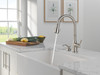 Delta 19877Z-SPSD-DST Capertee Single Handle Pull Down Kitchen Faucet with Soap Dispenser and ShieldSpray Technology, Spotshield Stainless