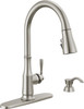 19877Z-SPSD-DST Capertee Single Handle Pull Down Kitchen Faucet with Soap Dispenser and ShieldSpray Technology, Spotshield Stainless