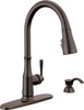 Delta 19877Z-RBSD-DST Capertee Single Handle Pull Down Kitchen Faucet with Soap Dispenser and ShieldSpray Technology, Venetian Bronze