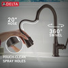 Delta 19877Z-RBSD-DST Capertee Single Handle Pull Down Kitchen Faucet with Soap Dispenser and ShieldSpray Technology, Venetian Bronze