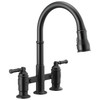 2390L-BL-DST Broderick Two Handle Pull Down Bridge Kitchen Faucet, Matte Black
