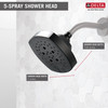 52663-BL Universal Showering Components 5-Setting H2Okinetic Shower Head, Matte Black