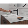 Delta 15849LF-BLPD Nicoli 7.31-in x 6.06-in x 8.63-in Single Handle Pull-Donw Bathroom Faucet, Matte Black