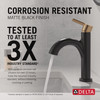 Delta 15749LF-GZPD Nicoli 6.81-in x 6.06-in x 8.75-in Single Handle Pull-Down Bathroom Faucet, Matte Black and Champagne Bronze