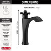 657-BL-DST Dorval Single Handle Mid-Height Vessel Bathroom Faucet, Matte Black