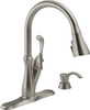 19950Z-SSSD-DST Arabella Single Handle Pull Down Kitchen Faucet with Soap Dispenser and ShieldSpray, Stainless