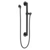 51600-BL Universal Showering Components Adjustable Slide Bar / Grab Bar Assembly with Elbow, Matte Black