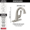 Delta 533LF-SSMPU Kayra Single Handle Bathroom Faucet, Stainless